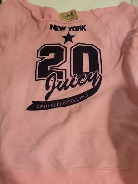 Juicy Couture Pink Pullover with Navy '20 Juicy' Graphic